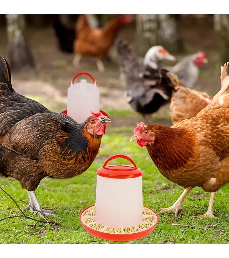 Double Pack Automatic Chicken Duck Goose Feeder Food Bowl Water Bowl Plastic Design - Image 3