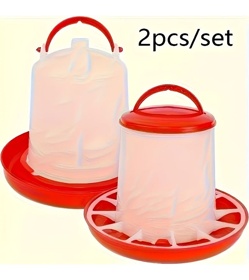 Double Pack Automatic Chicken Duck Goose Feeder Food Bowl Water Bowl Plastic Design - Image 5