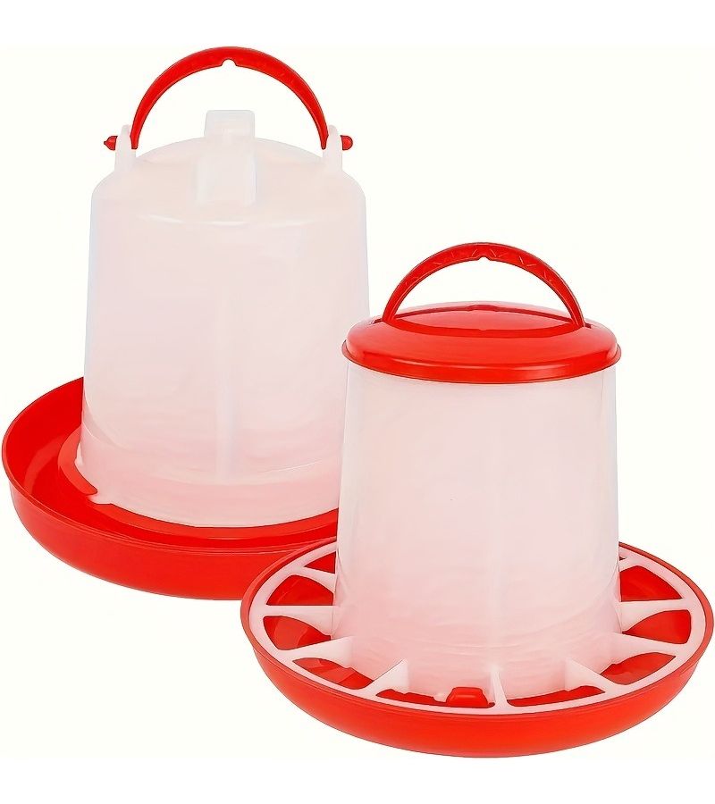 Double Pack Automatic Chicken Duck Goose Feeder Food Bowl Water Bowl Plastic Design - Image 1
