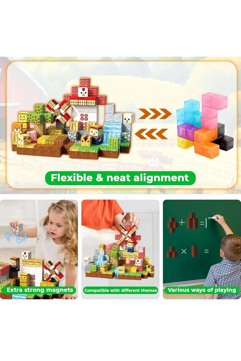 150 PCS Magnetic Blocks – Build Mine Magnet World & Creative Magnet Cubes Construction Set, STEM Sensory Toys for Kids, Boys & Girls Ages 3-10, Classroom & Birthday Gifts - Image 5