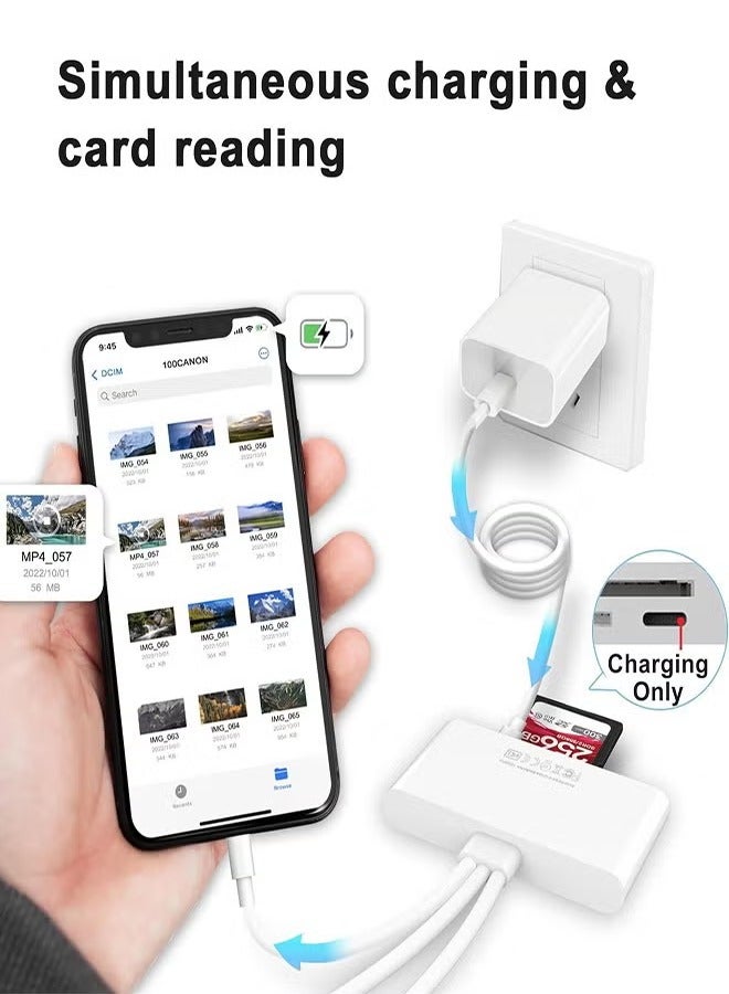 SD Card Reader 5-in-1 Memory Card Reader USB OTG Adapter & SD Card Reader for i-Phone/i-Pad, USB C and USB A Devices  - Image 4