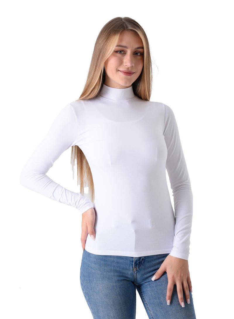 Milk Cotton Long Sleeve High Neck Body Top  - Image 1