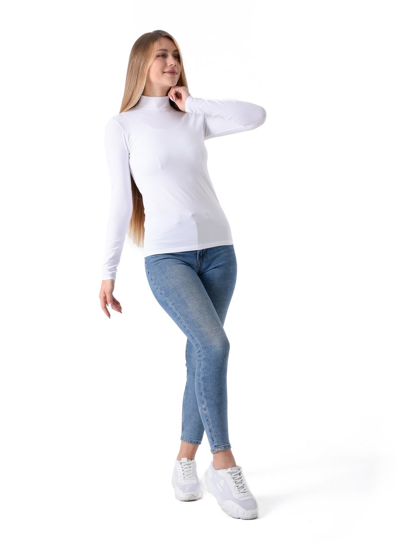 Milk Cotton Long Sleeve High Neck Body Top  - Image 3
