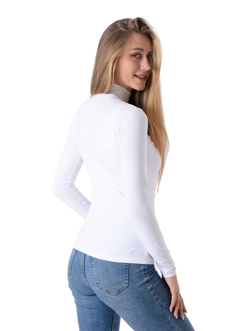 Milk Cotton Long Sleeve High Neck Body Top  - Image 4
