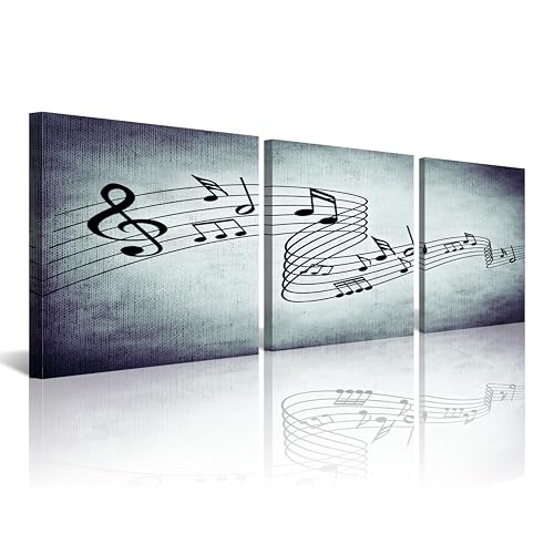 NAN Wind Modern Music Posters Beating Stretched and Framed Music Notes Decor Paintings on Canvas Wall Art Ready to Hang for Living Room Bedroom Home Decorations 3Pcs - Image 1