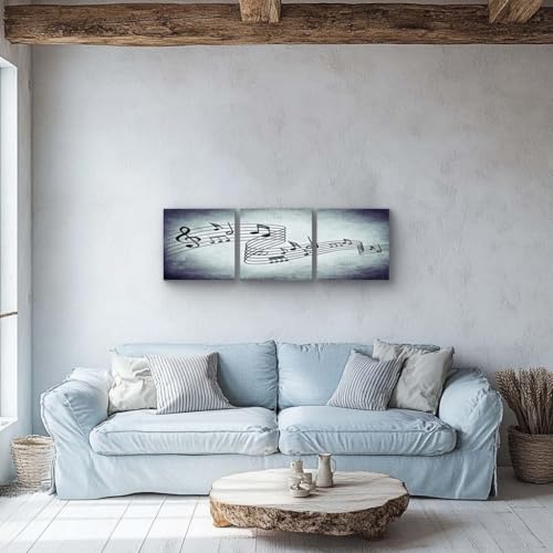 NAN Wind Modern Music Posters Beating Stretched and Framed Music Notes Decor Paintings on Canvas Wall Art Ready to Hang for Living Room Bedroom Home Decorations 3Pcs - Image 5