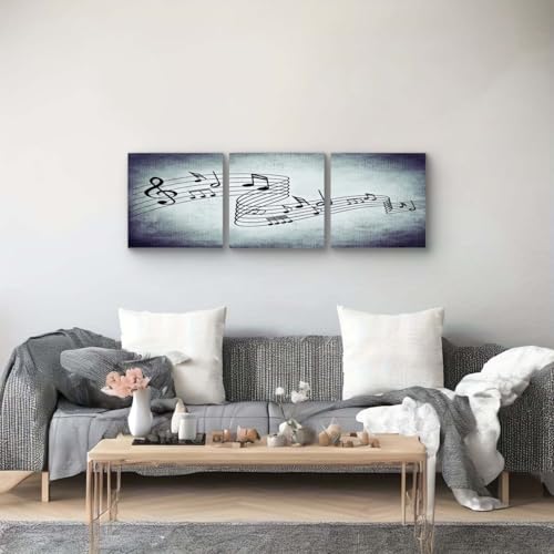 NAN Wind Modern Music Posters Beating Stretched and Framed Music Notes Decor Paintings on Canvas Wall Art Ready to Hang for Living Room Bedroom Home Decorations 3Pcs - Image 4