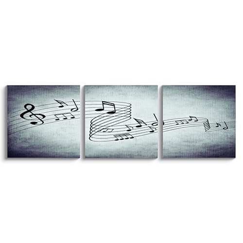 NAN Wind Modern Music Posters Beating Stretched and Framed Music Notes Decor Paintings on Canvas Wall Art Ready to Hang for Living Room Bedroom Home Decorations 3Pcs - Image 2