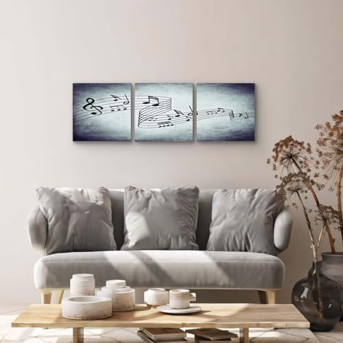 NAN Wind Modern Music Posters Beating Stretched and Framed Music Notes Decor Paintings on Canvas Wall Art Ready to Hang for Living Room Bedroom Home Decorations 3Pcs - Image 3