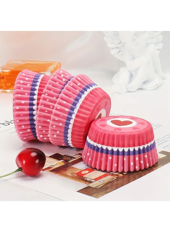 Polychrome Heart Shaped Dessert Paper Cups Valentine Party Supplies Set Of 100 - Image 1