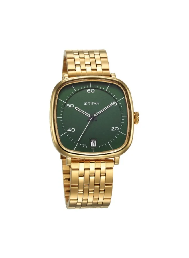 تيتان Titan Neo Curve Green Dial Gold Stainless Steel Strap Watch for Men 1885ym02