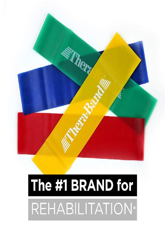 TheraBand THERABAND Resistance Band Loop Set, Pack of 4, 12 Inch Band Loop Kit for Legs & Butt Workouts, Beginner to Advanced Levels for Exercise, Rehab, Physical Therapy, Stretching, & Strength Training - Image 2