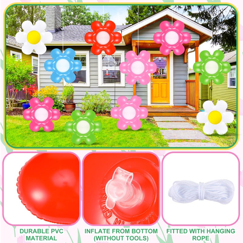 Chitidr 18 Pcs Spring Daisy Flower Inflatable Balls Blow up Daisy Flower Inflatable Decoration Colorful Spring Inflatable Hanging Ornament Flower Shape PVC Yard Decors for Indoor Outdoor(Classic) - Image 5