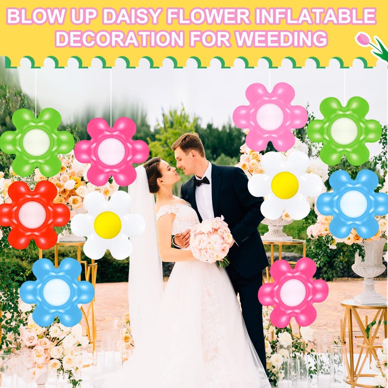 Chitidr 18 Pcs Spring Daisy Flower Inflatable Balls Blow up Daisy Flower Inflatable Decoration Colorful Spring Inflatable Hanging Ornament Flower Shape PVC Yard Decors for Indoor Outdoor(Classic) - Image 4