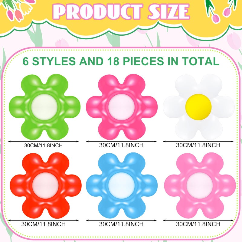 Chitidr 18 Pcs Spring Daisy Flower Inflatable Balls Blow up Daisy Flower Inflatable Decoration Colorful Spring Inflatable Hanging Ornament Flower Shape PVC Yard Decors for Indoor Outdoor(Classic) - Image 3
