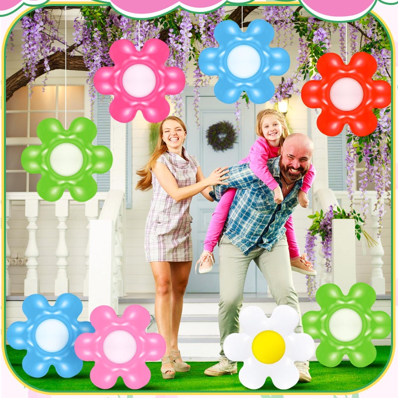 Chitidr 18 Pcs Spring Daisy Flower Inflatable Balls Blow up Daisy Flower Inflatable Decoration Colorful Spring Inflatable Hanging Ornament Flower Shape PVC Yard Decors for Indoor Outdoor(Classic) - Image 2