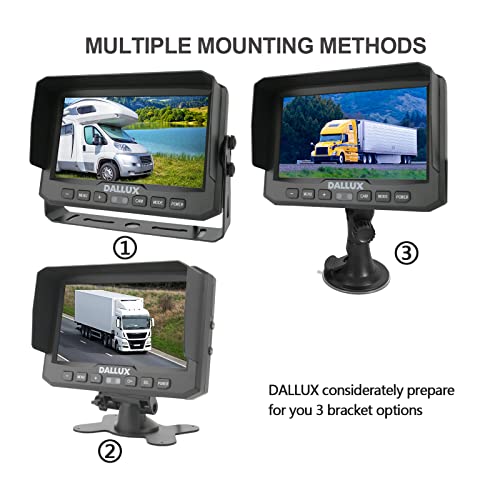 DALLUX Heavy Duty Vehicle Truck Bus Backup Camera System,Waterproof Night Vision Rear View Camera with 7 inch Monitor+66ft 4 PIN Camera Cable for Bus Truck Van Trailer RV Campers Motor Home(12V 24V) - Image 4