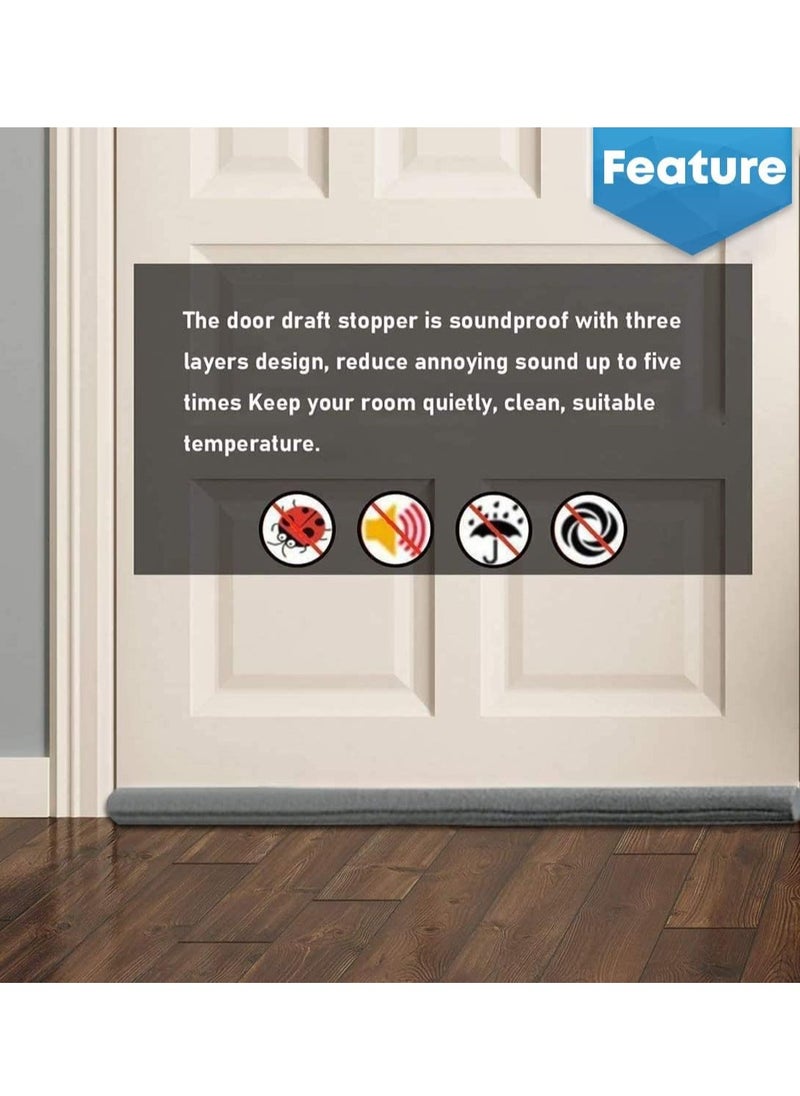 Generic - Under Door Draft Stopper 37 Inch Cuttable and Washable,Twin Door Draft Stopper,Energy Saving Door Weather Stripping Reduce Noise Window Breeze Blocker Adjustable Door Sweeps, Gray - Image 1