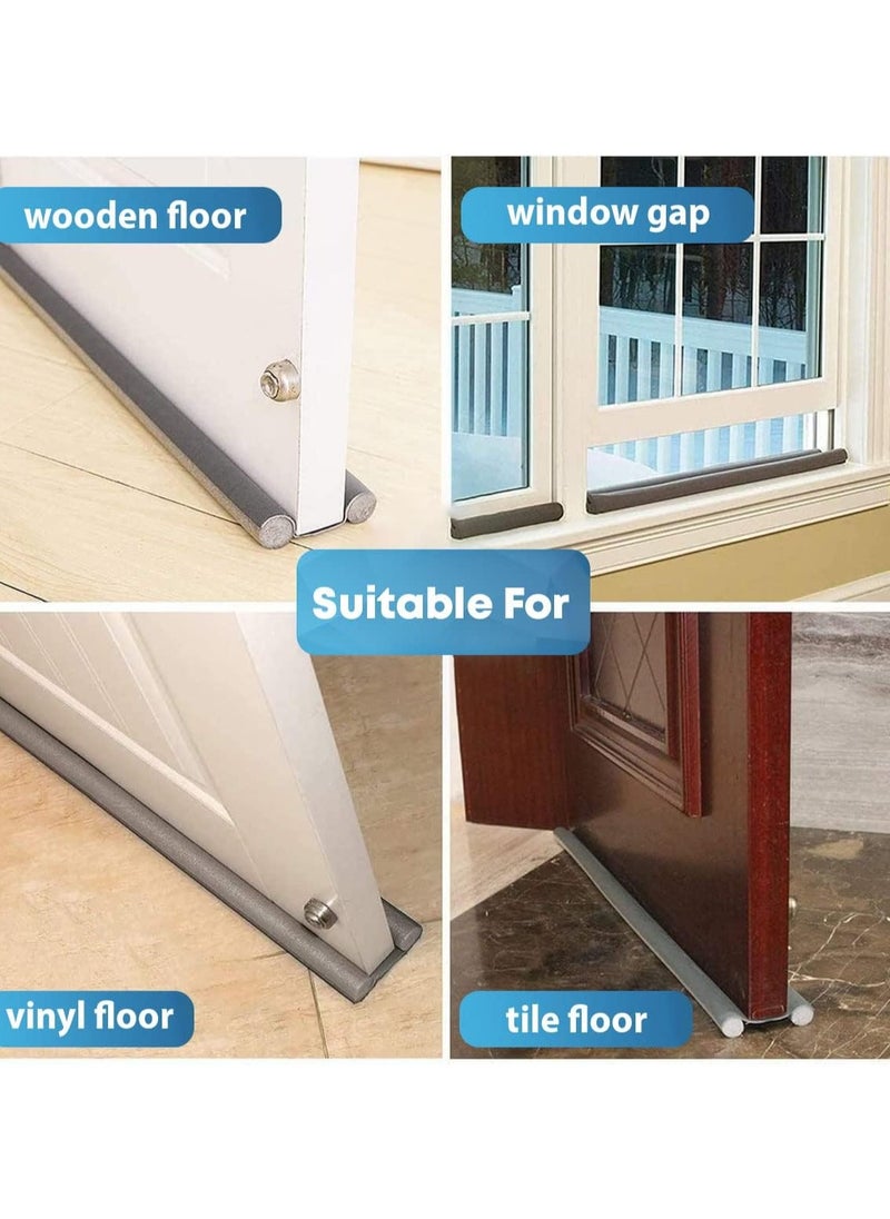 Generic - Under Door Draft Stopper 37 Inch Cuttable and Washable,Twin Door Draft Stopper,Energy Saving Door Weather Stripping Reduce Noise Window Breeze Blocker Adjustable Door Sweeps, Gray - Image 1