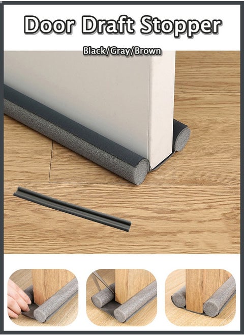 Under Door Draft Stopper 37 Inch Cuttable and Washable,Twin Door Draft Stopper,Energy Saving Door Weather Stripping Reduce Noise Window Breeze Blocker Adjustable Door Sweeps, Gray