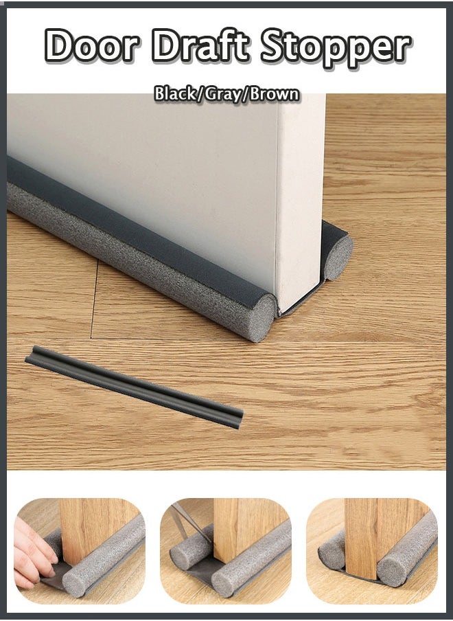 Generic - Under Door Draft Stopper 37 Inch Cuttable and Washable,Twin Door Draft Stopper,Energy Saving Door Weather Stripping Reduce Noise Window Breeze Blocker Adjustable Door Sweeps, Gray - Image 1
