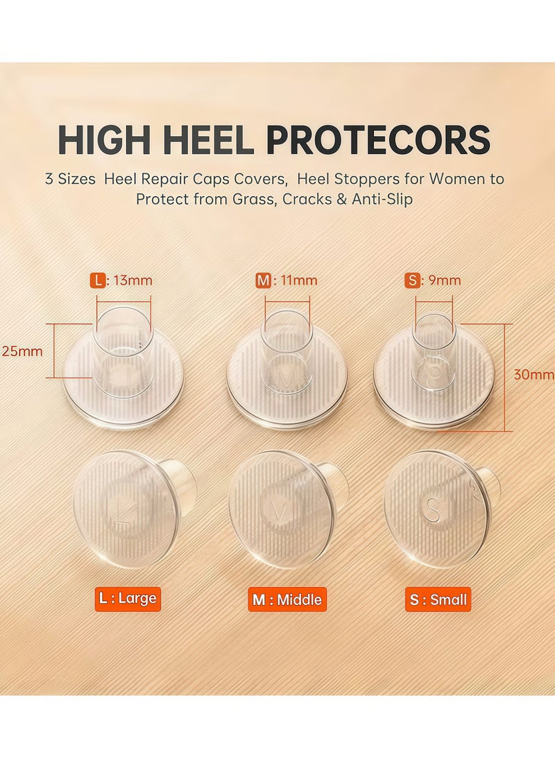 3 Pairs High Heel Protectors 3 Sizes Heel Stoppers Stiletto Caps Covers for Women Wedding Grass Gravel Wetlands Outdoor Events No Sinking - Image 4