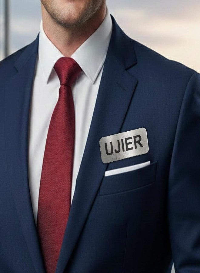 All Quality Badges Ujier 1 x 3 inches Name Tag, Silver (3 Pack) - Image 2