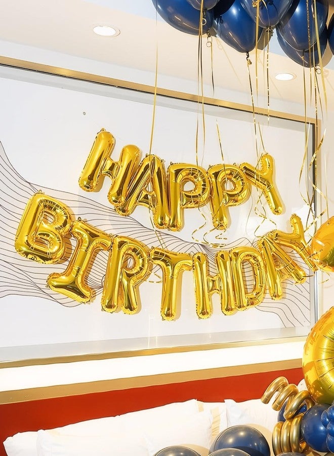 لافتة بالونات عيد ميلاد سعيد من هاولونغفا، بالونات فويل ذهبية مقاس 16 بوصة تحمل عبارة "عيد ميلاد سعيد"، بالونات مايلر ذهبية تحمل حرف "HBD"، لافتة عيد ميلاد، زينة حفلات للنساء والرجال والأولاد والبنات - Image 5