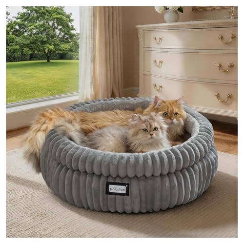 BALANCE Cat Bed Kitten Bed Washable Round Cat Beds for Indoor CatsSuper Soft Plush Faux Fur Pet Bed for Puppy and Kitten with AntiSlip Bottom - Image 1
