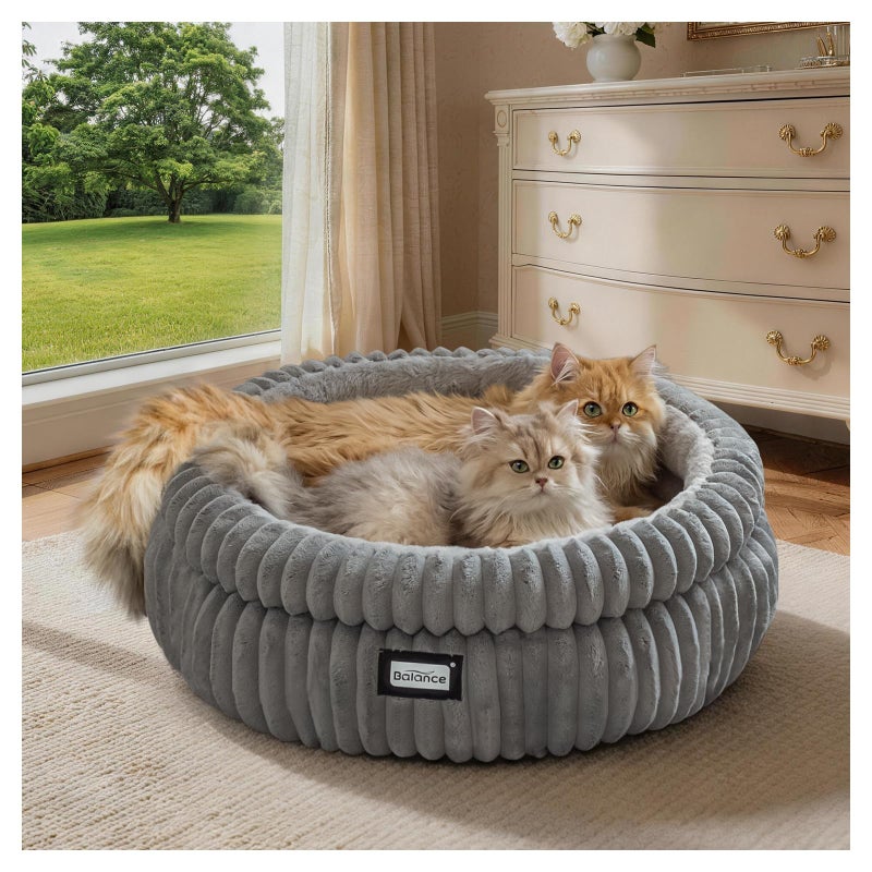BALANCE Cat Bed Kitten Bed Washable Round Cat Beds for Indoor CatsSuper Soft Plush Faux Fur Pet Bed for Puppy and Kitten with AntiSlip Bottom - Image 2
