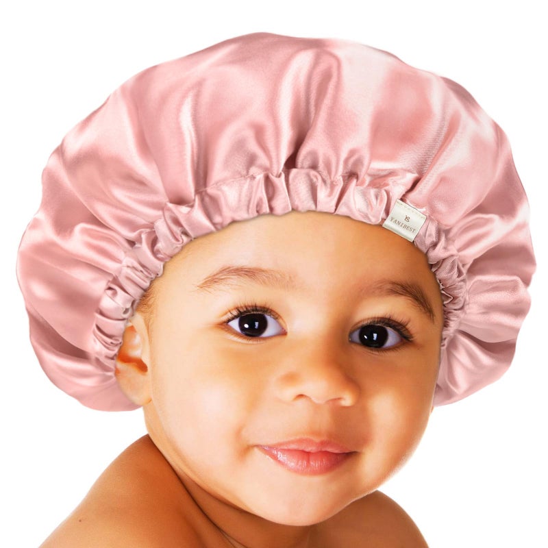 YANIBEST Baby Satin Bonnet Sleep Cap Double Layer Reversible Adjustable Silky Satin Cap for Infant Toddler06MonthsPink
