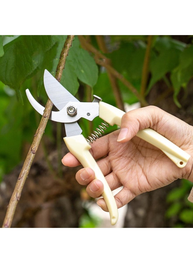 2 Pcs Garden Scissor, Secateurs & Pruning Scissors with Safety Locking Device, Bypass Pruners for Gardening Plants Flowers Fruits Branches, Ivory White - Image 3