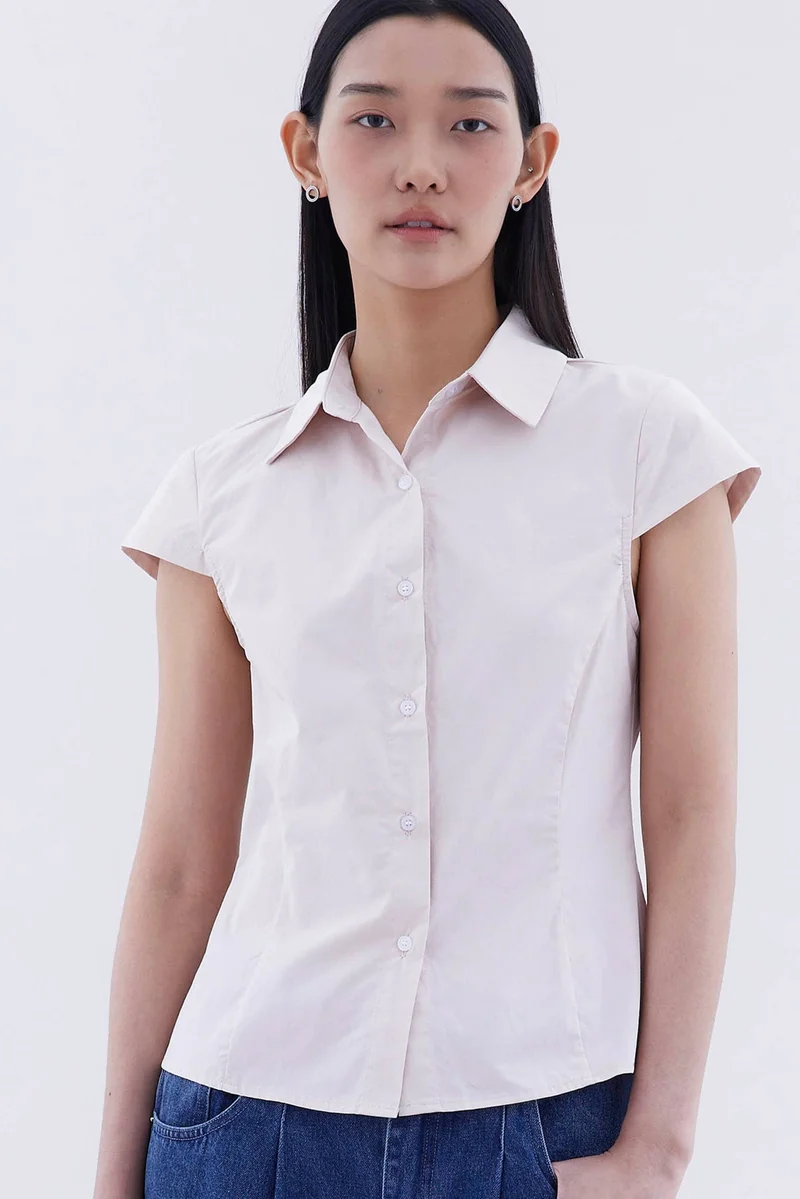 ذا اديتورز ماركت Loona Cap Sleeve Fitted Shirt