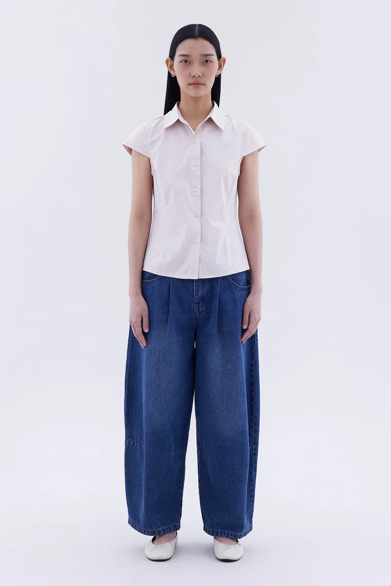 ذا اديتورز ماركت Loona Cap Sleeve Fitted Shirt