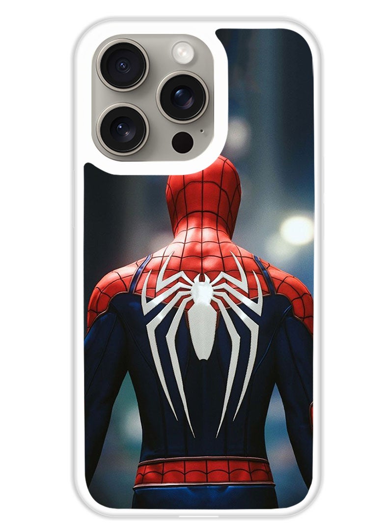 Theodor Protective Case Cover For APPLE IPHONE 15 Pro Max Spider Man Back (White Bumper) - Image 1