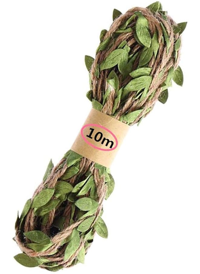 The Bros 10m Leaf Rope Natural Hessian Jute Twine Rope Burlap Ribbon DIY Craft Vintage for Home Wedding Party Decor  - Image 1