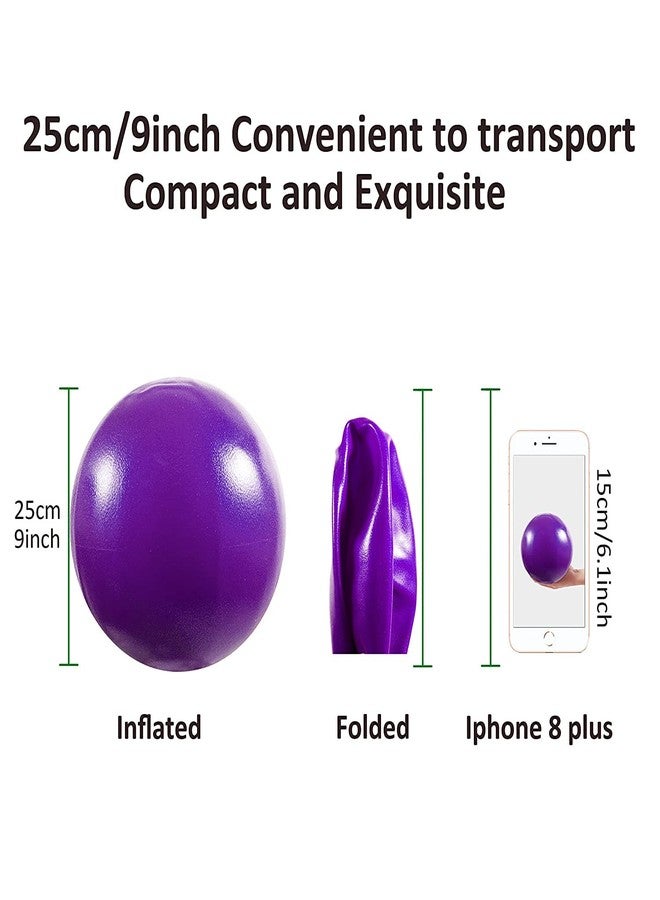 SKYFUN (LABEL) Foldable Mini Pilates Exercise 9 Inch Small Gym Ball with Inflatable Straw for Yoga, Stability, Barre, Physical Therapy, Stretching, Core Training (Purple) - Image 2