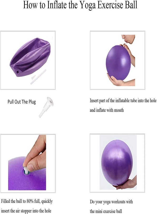 SKYFUN (LABEL) Foldable Mini Pilates Exercise 9 Inch Small Gym Ball with Inflatable Straw for Yoga, Stability, Barre, Physical Therapy, Stretching, Core Training (Purple) - Image 3