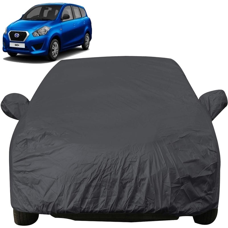 Autofact Car Body Cover with Mirror Pockets Compatible for Nissan Datsun Go Plus (Triple Stitched, Bottom Fully Elastic, Black Color) - Image 1