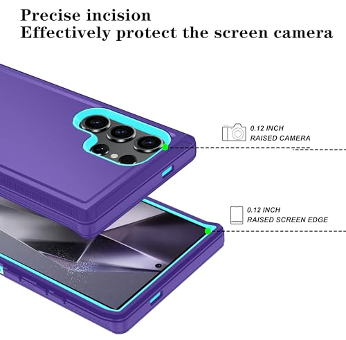 ONOLA Compatible with Samsung Galaxy S24 Ultra Case with HD Screen Protector, Heavy Duty Shockproof & Dropproof 3-Layer Cover Phone Case,PurpleSkyBlue - Image 3