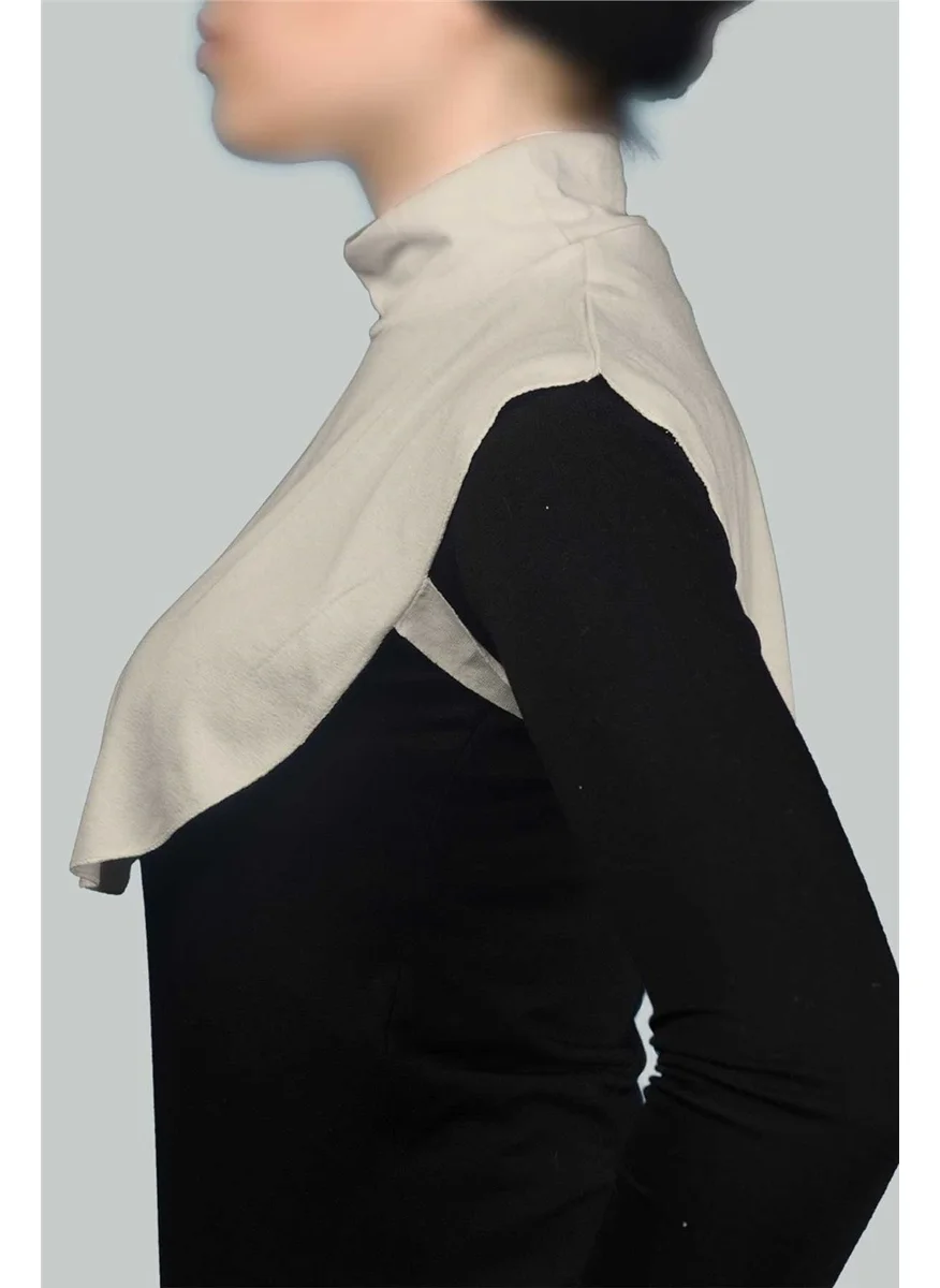 التوبة Plain Turtleneck Turtleneck Combed Cotton Hijab Neck Collar - Dark Cream