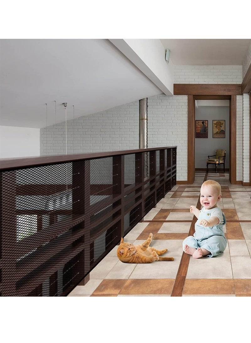 كيلا شبكة حماية درابزين السلالم للأطفال من 3M، شبكة درابزين للشرفة، شبكة أمان للأطفال، شبكة حماية لدرابزين السلالم للحيوانات الأليفة، شبكة سميكة للسلالم، آمنة للأطفال الصغار والجراء والألعاب، للاستخدام الداخلي، لون أسود - Image 1