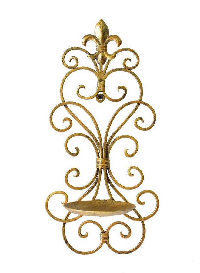 JUCONSIN Wall Sconces Candle Holder Set of 2, Metal Wall Decorations Hanging Wall Mounted Candle Sconces for Living Room Dining Room (Gold), B138 - Image 3