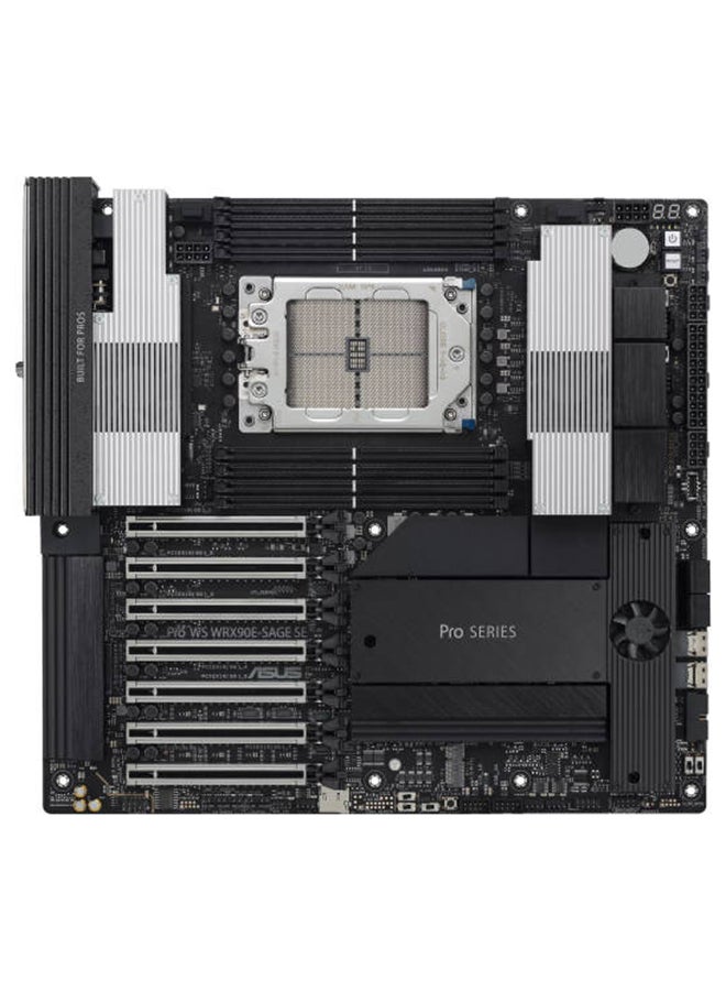 ASUS Pro WS TRX50-SAGE Wi-Fi Motherboard, AMD sTR5 Socket, Supports AMD Ryzen™ Threadripper™ PRO 7000 WX-Series & Ryzen™ 7000 Series, PCIe 5.0 x16, 10Gb Ethernet, Wi-Fi 7, DDR5 ECC Registered Memory (Up to 1TB), 3 M.2 Slots, SATA 6Gb/s, Intel 2.5Gb Ethernet, Dual 8-Pin Power Connectors, Dual PCIe 5.0 x16, USB 20Gbps, Active VRM Cooling, IPMI Support, CEB Form Factor | 90MB1FZ0-M0EAY0 Grey, Black - Image 1