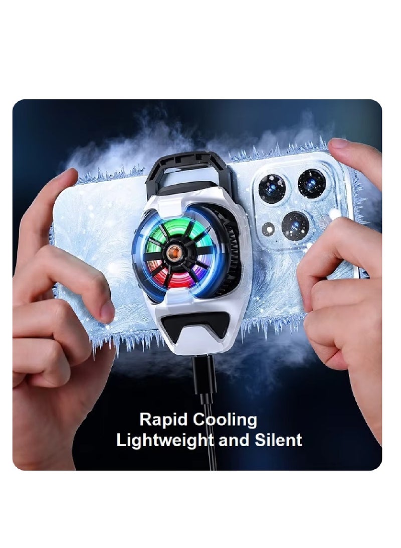 ميمو MEMO DL22 مروحة تبريد الهاتف المحمول، مبرد تبريد RGB، أضواء RGB قابلة للتعديل، غرفة تبريد محمولة أشباه الموصلات، مشعاع هاتف USB لجميع الهواتف الذكية، مشبك خلفي، مبرد الهاتف الخليوي، مبرد بدون ضوضاء، أبيض - Image 2