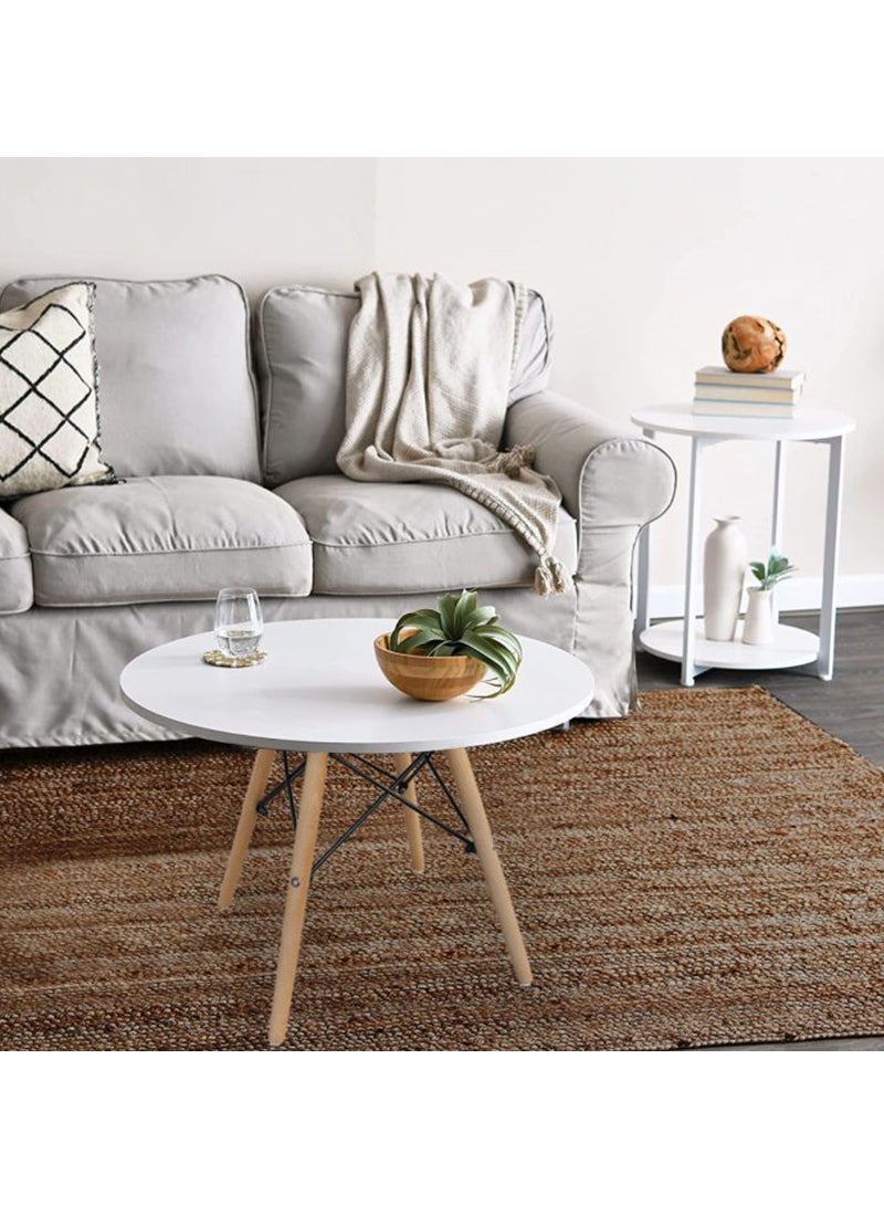 Mahmayi TJ HYB01 60DIA Wooden Coffee Table White - Image 3