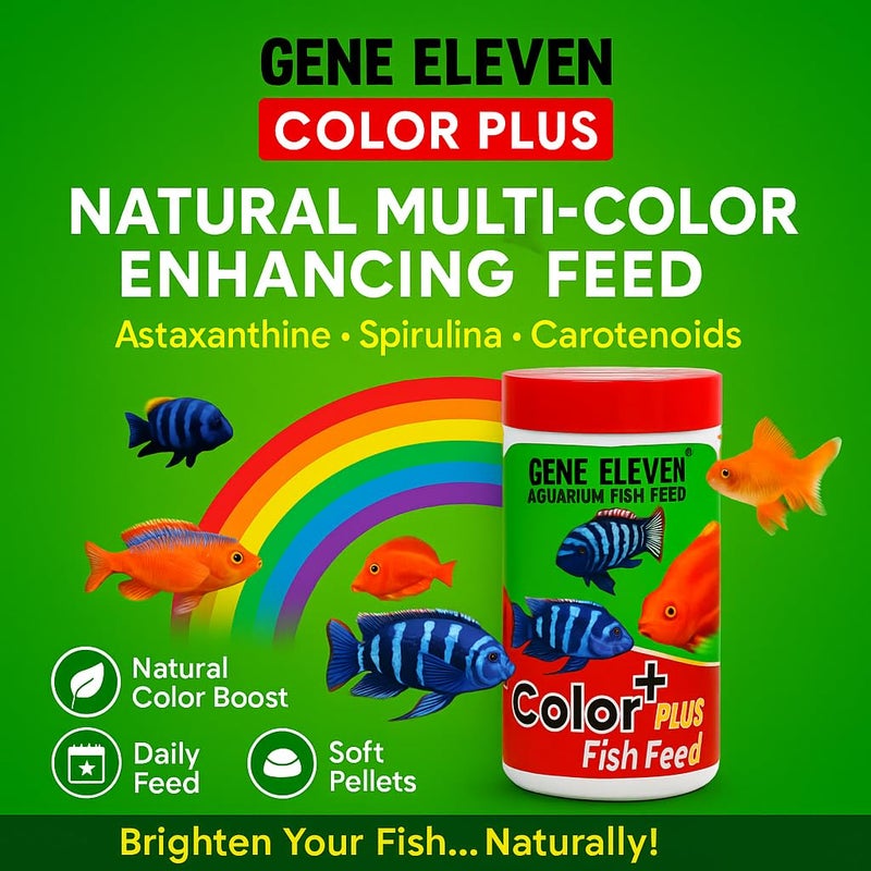 VAYINATO® Aquatic Remedies Gene Eleven Colour Plus Fish Food, 100G | Natural Multi-Color Enhancing Fish Feed by Petzlifeworld - Image 2