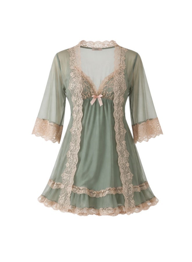 VELVIA Chiffon lingerie set with lace details - Image 1