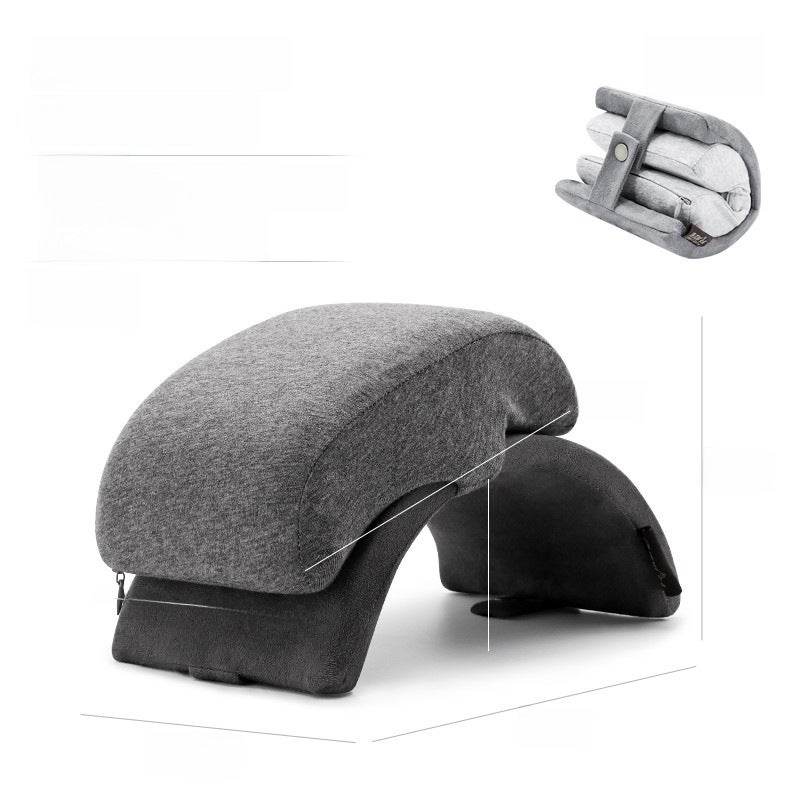 Foldable Nap Pillow Dark Gray Memory Cotton - Portable & Child-Friendly Rest Pillow for Home School Office - Image 1