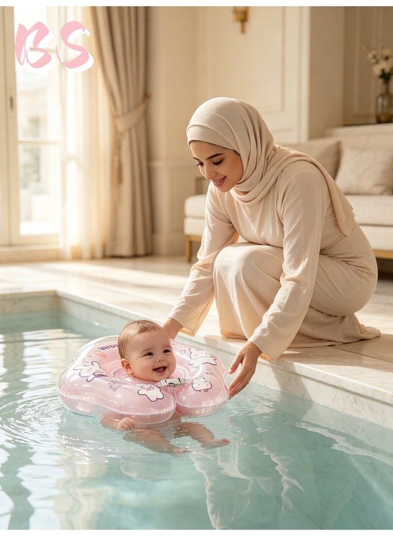 بي إس طوق سباحة للأطفال | طوق عوامة للأطفال | تصميم بمقبضين | وسيلة أمان مائية مضادة للاختناق | طوق استحمام خاص بالمواليد الجدد | سهل الحمل والتخزين | مصنوع من مادة PVC سميكة - Image 2